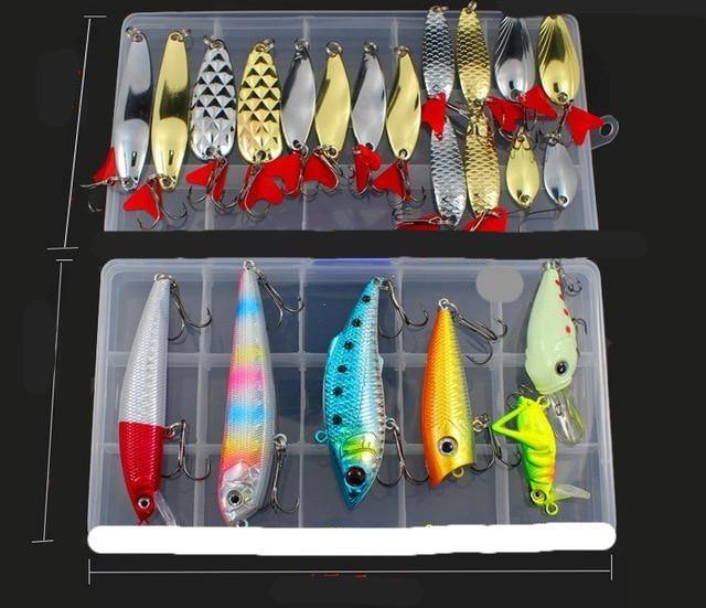 Kit leurres de pêche de différents types en plastique rigide - pecheing